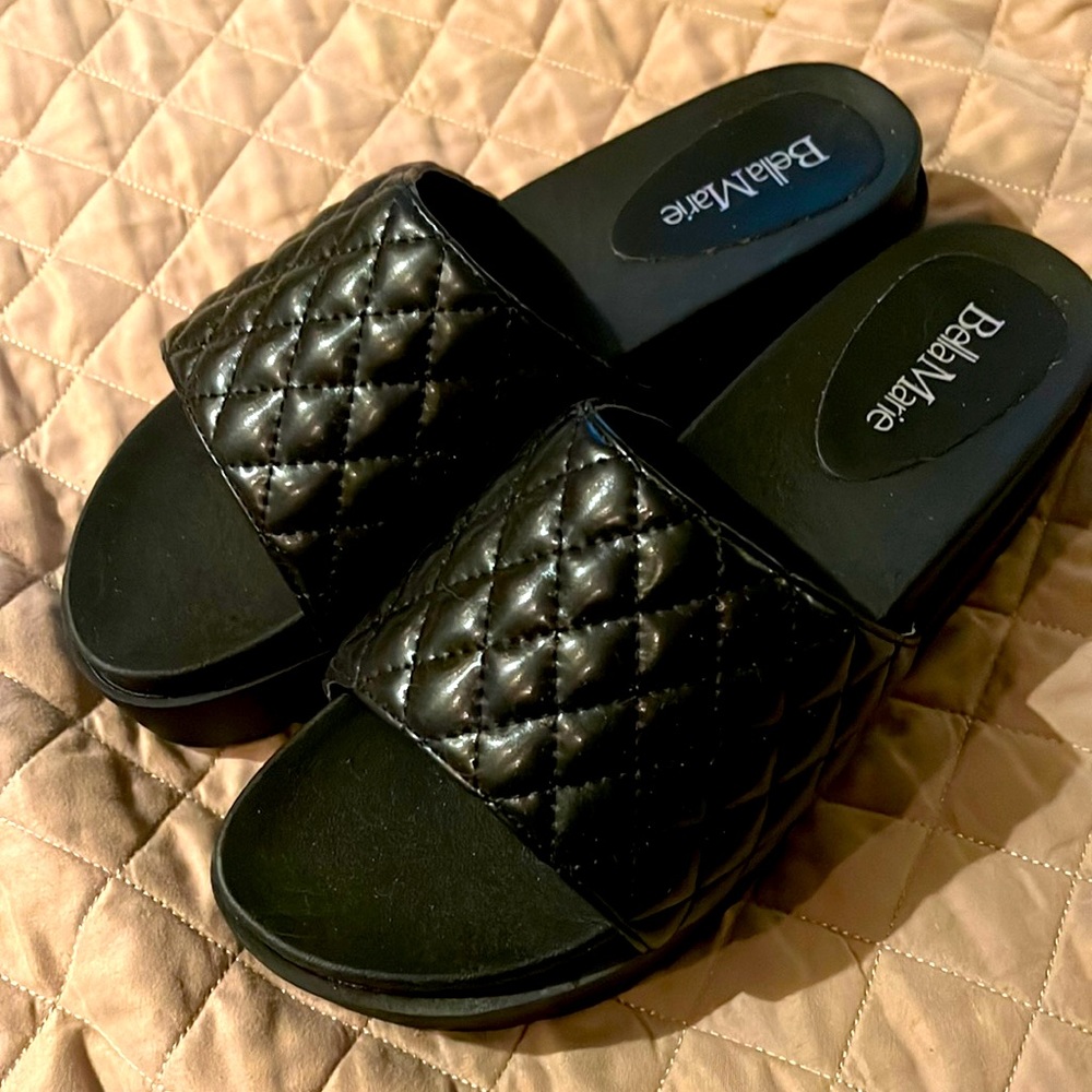 Brand new, never worn Bella Marie black slides. Size 10